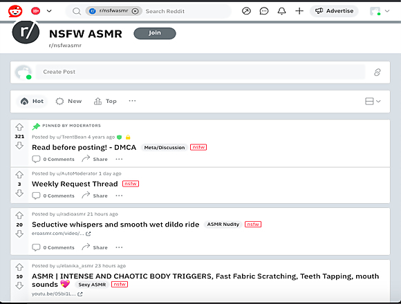 Nsfw Asmr Site Review Screenshot