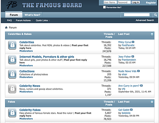 FamousBoard Screenshot for Full Site Review