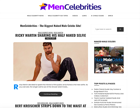 MenCelebrities Screenshot for Full Site Review