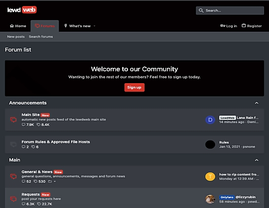 LewdWeb Forum Screenshot for Full Site Review